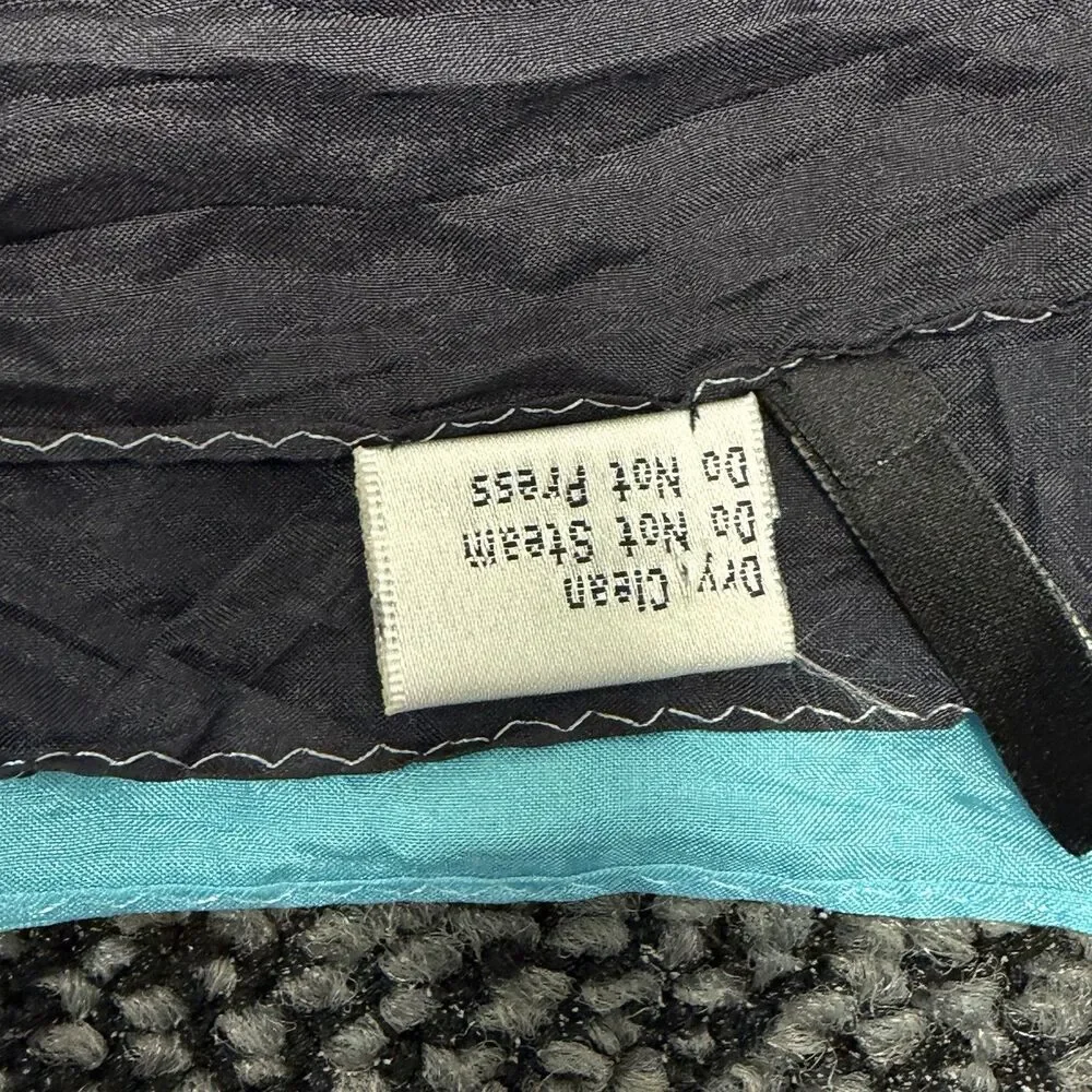 Talbots 100% Silk Scarf Wrap Blue Black White Ombré 29x70 Long Oblong Lightweigh